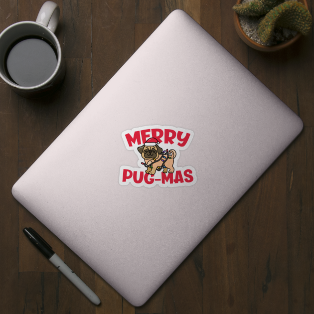 Merry Pugmas // Cute Christmas Pug by SLAG_Creative